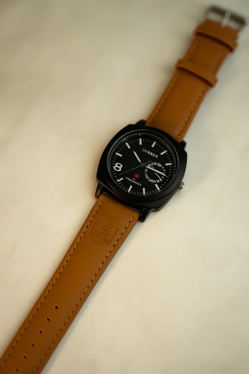 Watch For Men Attractive Dial Leather Strap Water Resistant