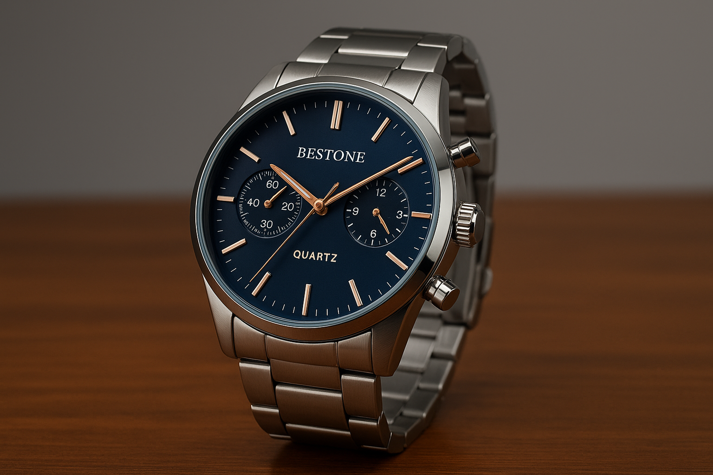 Luxury Fashion Mens Watches Silver Stainless Steel Quartz Wrist Watch Men Business Watch