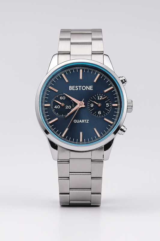 Luxury Fashion Mens Watches Silver Stainless Steel Quartz Wrist Watch Men Business Watch